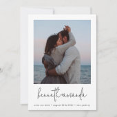 Moderne aangepaste fotonamen Eenvoudige Qr-code op Save The Date (Voorkant)