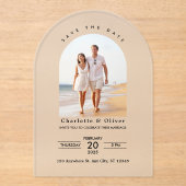 Moderne aangepaste foto's slaan de datum op acryl uitnodigingen (Voorkant)