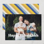 Moderne aangepaste fototekst gestreept patroon Cha Feestdagenkaart (Voorkant / Achterkant)
