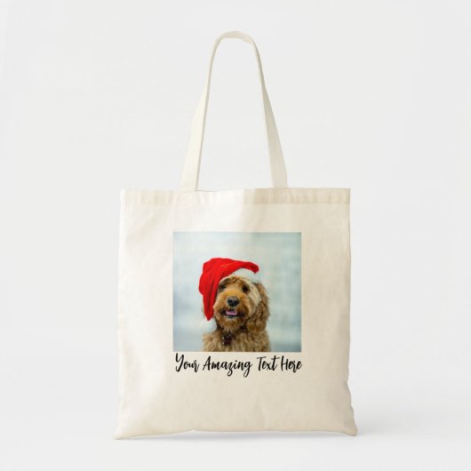 Moderne aangepaste fototeksttypografie gepersonali tote bag (Voorkant)
