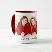 Moderne aangepaste gezinsfoto & tekst  mok (Voorkant links)