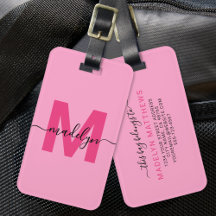 Moderne Aangepaste Girly Hot Pink Monogram Naam