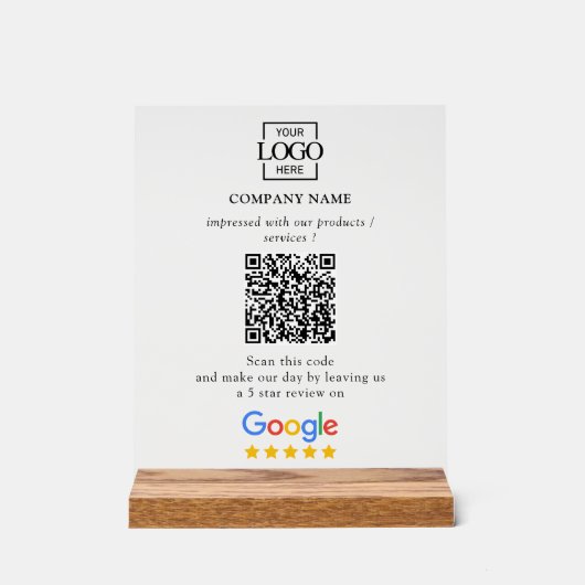 Moderne Aangepaste Google Reviews QR-code Zakelijk Acryl Bord (Voorkant)