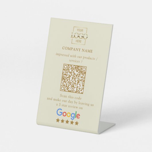 Moderne Aangepaste Google Reviews QR-code Zakelijk Reclamebord Met Voetstuk (Voorkant)