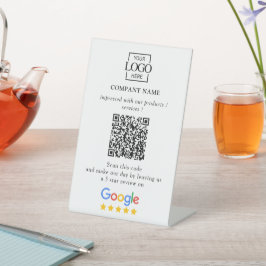 Moderne Aangepaste Google Reviews QR Code Zakelijk Reclamebord Met Voetstuk