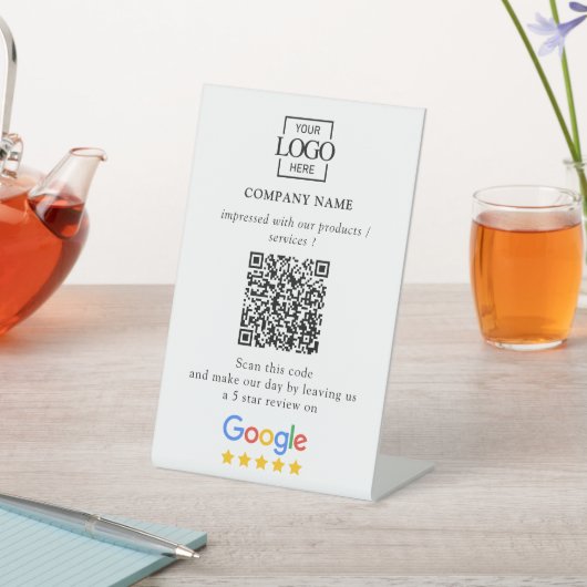 Moderne Aangepaste Google Reviews QR Code Zakelijk Reclamebord Met Voetstuk (Insitu)