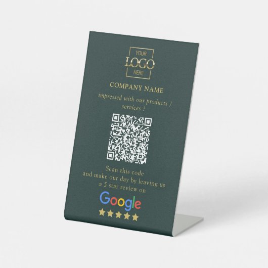 Moderne Aangepaste Google Reviews QR-code Zakelijk Reclamebord Met Voetstuk (Voorkant)