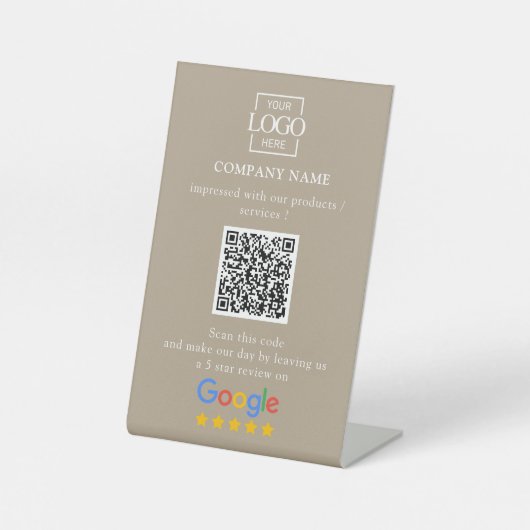 Moderne Aangepaste Google Reviews QR-code Zakelijk Reclamebord Met Voetstuk (Voorkant)