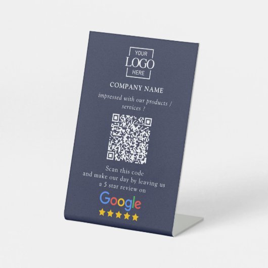 Moderne Aangepaste Google Reviews QR-code Zakelijk Reclamebord Met Voetstuk (Voorkant)