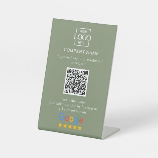 Moderne Aangepaste Google Reviews QR-code Zakelijk Reclamebord Met Voetstuk (Voorkant)
