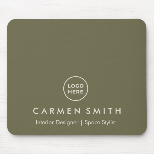 Moderne aangepaste groene olijf met Logo Muismat (Voorkant)