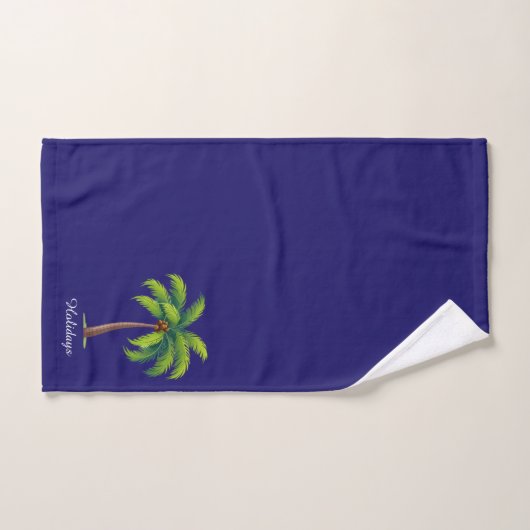 Moderne aangepaste groene palmboom en script op bl bad handdoek (Handdoek)