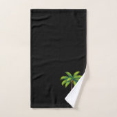 Moderne aangepaste groene palmboom & schrift op zw bad handdoek (Handdoek)