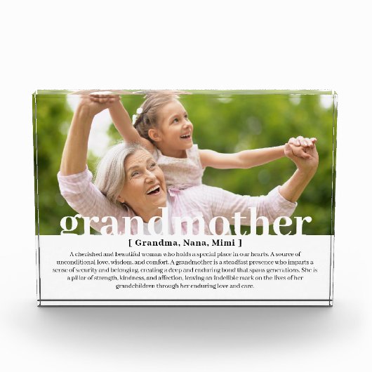 Moderne aangepaste grootmoeder citaat fotoblok (Voorkant)