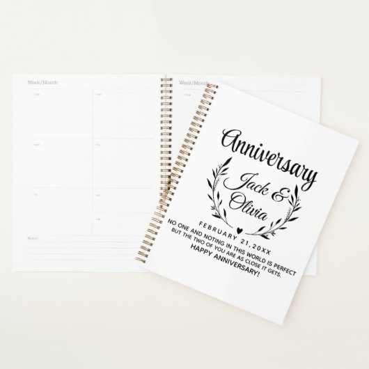 Moderne aangepaste huwelijksnaam datum zwart planner (Display)