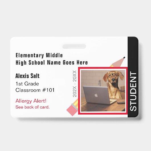Moderne Aangepaste ID Schoolidentificatie Badge (Voorzijde)