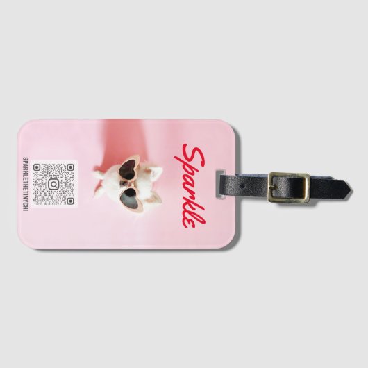 Moderne Aangepaste ID voor Single Photo QR-code Bagagelabel (Voorkant (horizontaal))