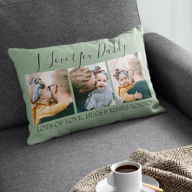 Moderne aangepaste Ik hou van jou papa | 3 foto Kussen (Creator heeft geüpload)