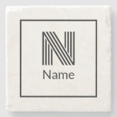 Moderne aangepaste Initiaal letter naam Stenen Onderzetter (Voorkant)