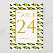 Moderne Aangepaste JAMAICA Trouwtafel Nummer Bedankkaart (Voorkant)