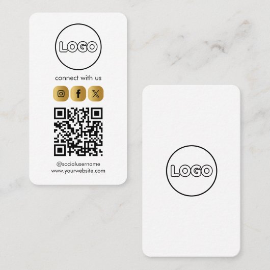 Moderne Aangepaste Kaarten Sociale Media QR Code Visitekaartje (Voorkant / Achterkant)