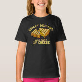 Moderne aangepaste kaasbrood gele tekst t-shirt (Voorkant)