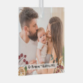 Moderne aangepaste kerst familie foto Foliage Glas Ornament (Voorkant Rechts)
