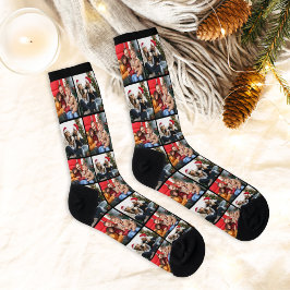 Moderne aangepaste kerst koppel 2 foto raster sokken
