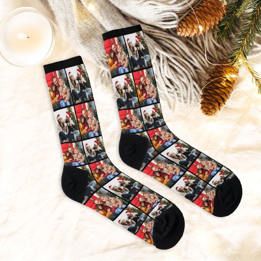 Moderne aangepaste kerst koppel 2 foto raster sokken