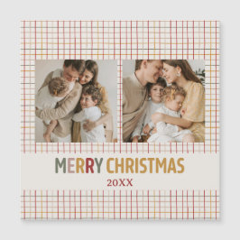 Moderne aangepaste kerst magnetische kaart met twe