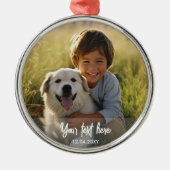 Moderne aangepaste kerstfoto tekst aandenken metalen ornament (Voorkant)