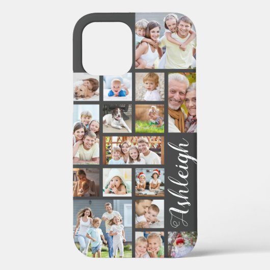 Moderne Aangepaste kleur 16 Naam Photo Collage Scr Case-Mate iPhone Case (Achterkant)