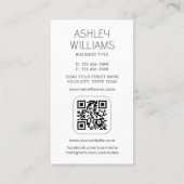 Moderne Aangepaste Kleuren QR-code Elegant Wit Fot Visitekaartje (Achterkant)