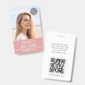 Moderne Aangepaste Kleurenfoto Logo Werknemer Roze Badge (Voor- en achterkant)