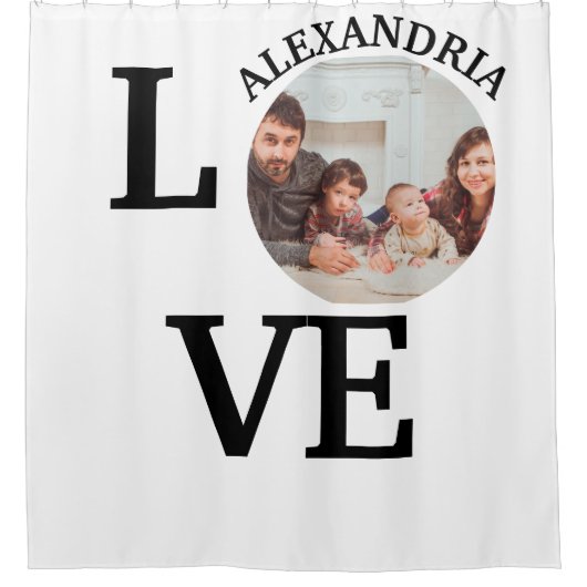 Moderne aangepaste liefdesfototemplate douchegordijn (Voorkant)