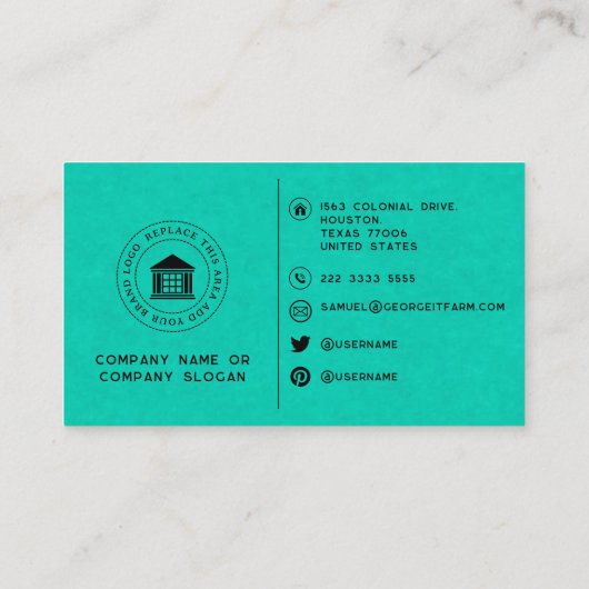 Moderne aangepaste Logo eenvoudige minimalistische Visitekaartje (Achterkant)