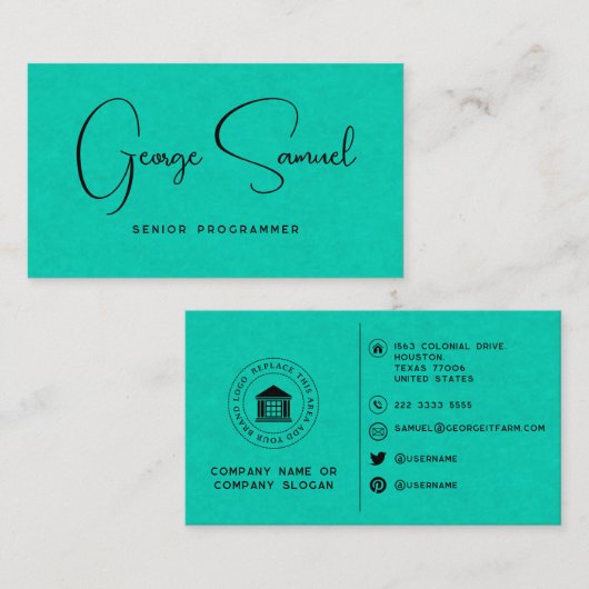 Moderne aangepaste Logo eenvoudige minimalistische Visitekaartje (Voorkant / Achterkant)