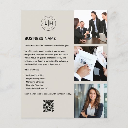 Moderne aangepaste Logo foto QR Business Flyer (Voorkant)