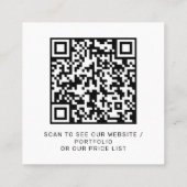 Moderne aangepaste logo QR-code website Vierkante Visitekaartje (Achterkant)