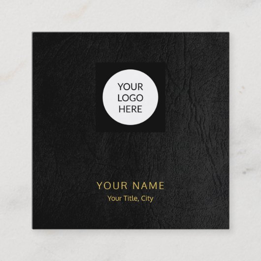 Moderne aangepaste logo QR-code zwart goud Vierkante Visitekaartje (Voorkant)