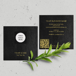 Moderne aangepaste logo QR-code zwart goud Vierkante Visitekaartje