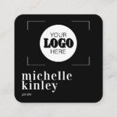 Moderne aangepaste logo QR-code zwart Vierkante Visitekaartje (Voorkant)