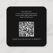 Moderne aangepaste logo QR-code zwart Vierkante Visitekaartje (Achterkant)