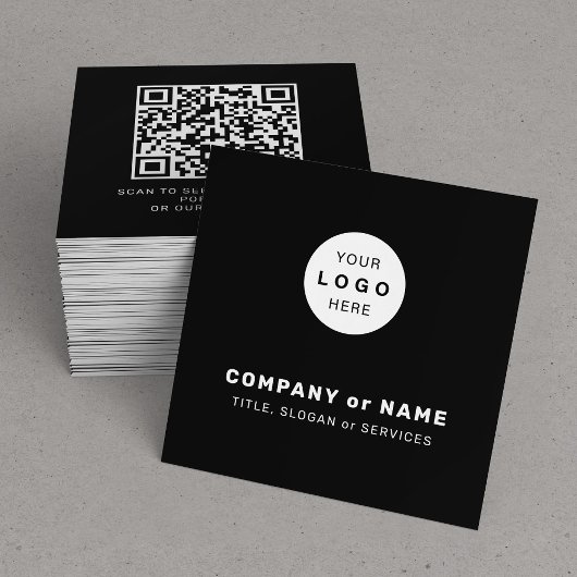 Moderne aangepaste logo QR-code zwart Vierkante Visitekaartje
