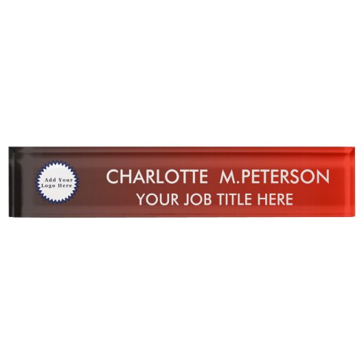Moderne aangepaste Logo voor rode en zwarte verlop Naambordje (Voorkant)