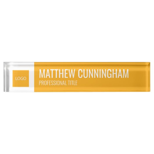 Moderne aangepaste Logo Werknemersnaam Functie Naambordje (Voorkant)