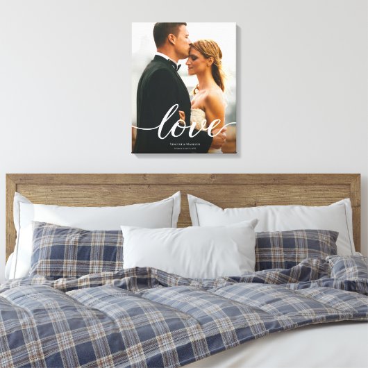 Moderne aangepaste Love Script Wedding Foto afdruk Canvas Afdruk (Insitu (Slaapkamer))