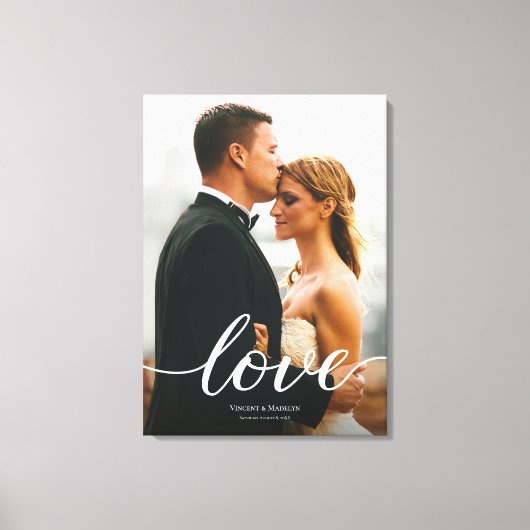 Moderne aangepaste Love Script Wedding Foto afdruk Canvas Afdruk (Voorkant)