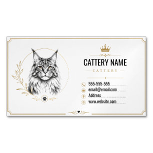 Moderne aangepaste Maine Coon fokkerij Magnetisch Visitekaartje