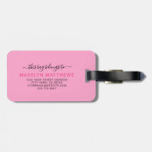Moderne Aangepaste Meisjesachtige Heet Roze Monogr Bagagelabel (Achterkant horizontaal)